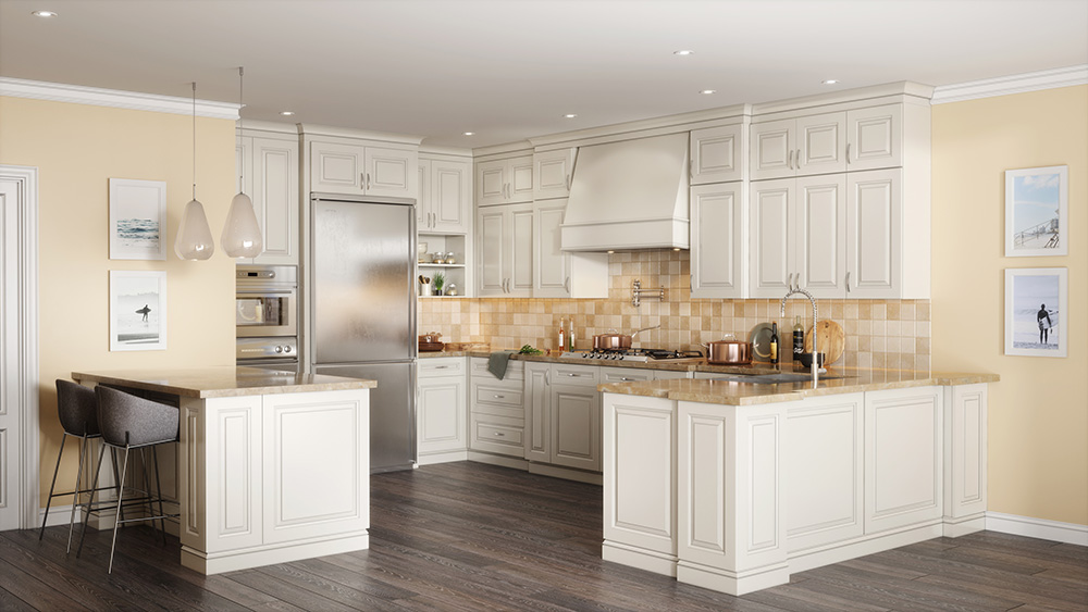 Riviera White Kitchen Cabinets