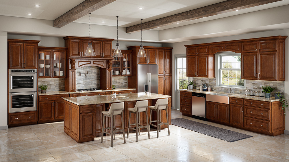 Burnished Brandy Kitchen Cabinets
