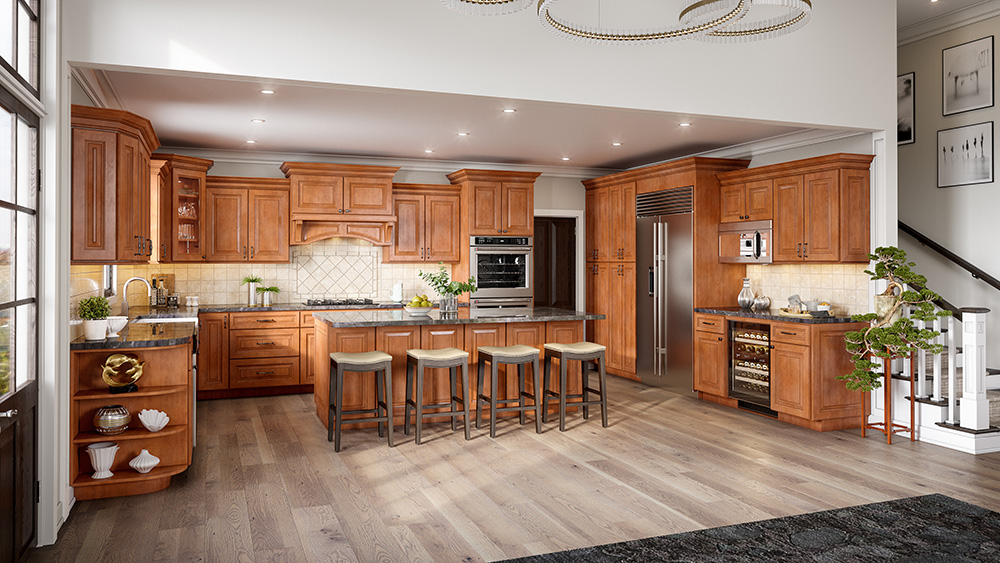 Mahogany Glazed Kitchen Cabinets