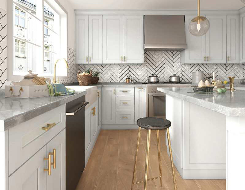 Frameless White Shaker Kitchen Cabinets