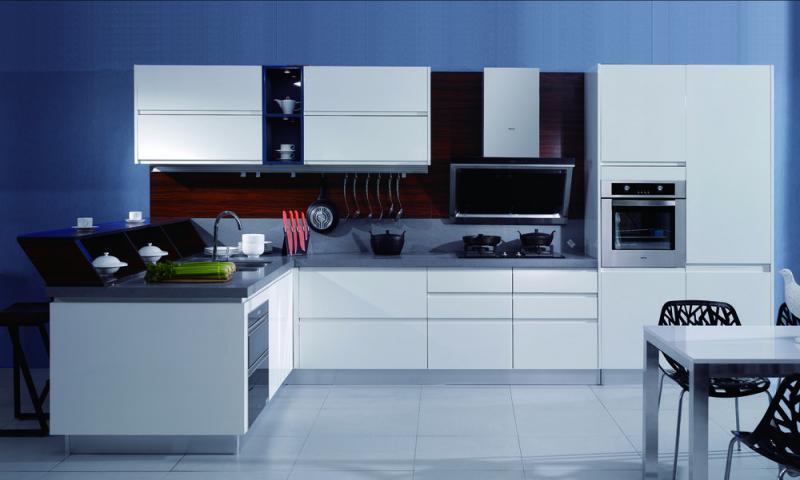 Lacquer White Frameless Kitchen Cabinets