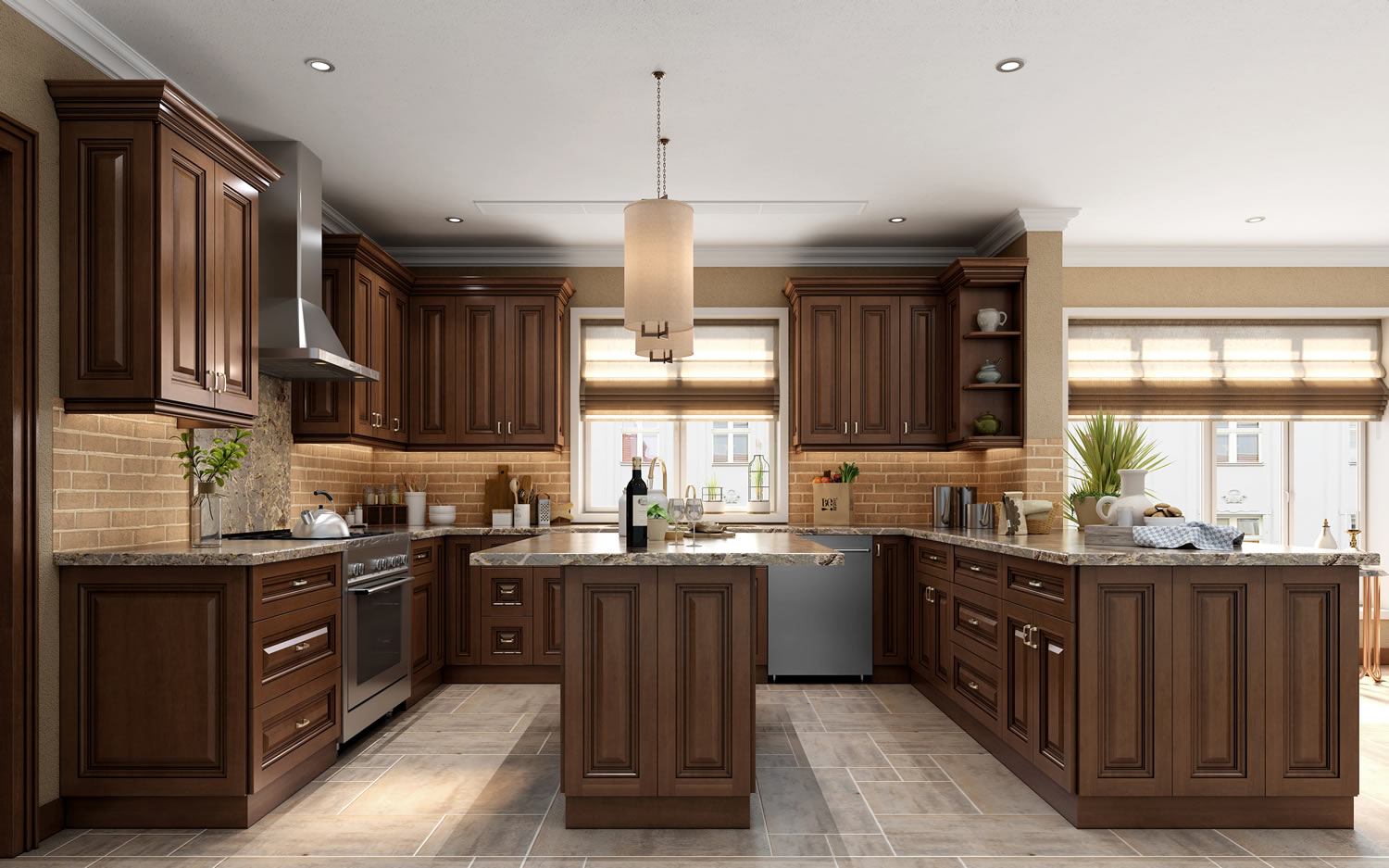 Ambrose Raised Panel Frameless Kitchen Cabinets