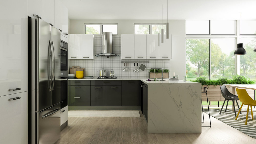 Gloss White Frameless Kitchen Cabinets