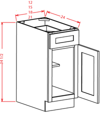 Artisan Shaker Base Cabinet - 15"W