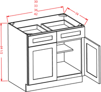 Artisan Shaker Base Cabinet - 36"W