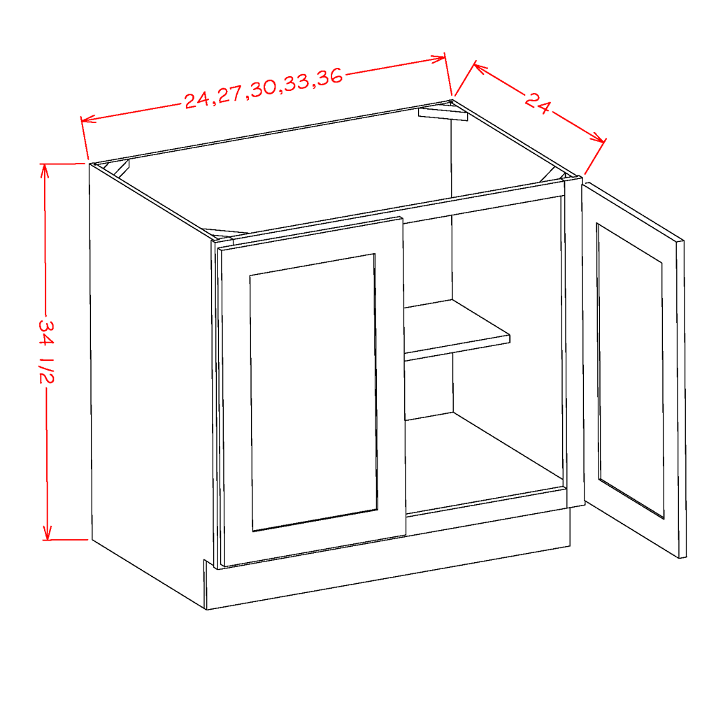 Stone Grey Shaker Base Full Height Door - 27"W