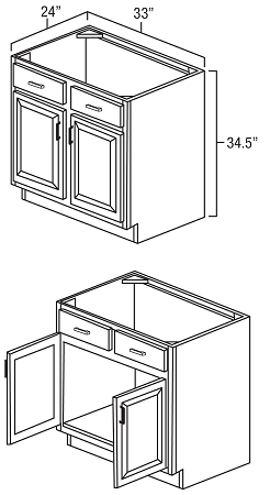 Elegant White Shaker 33" Sink Base