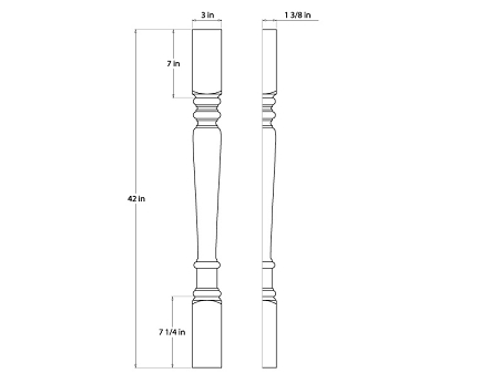 Elegant White Shaker 34 1/2" Split Corner Decorative Leg