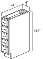 Elegant White Shaker 6" Base Spice Drawer Cabinet