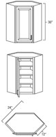 Elegant White Shaker 24" x 30" Diagonal Corner Wall Cabinet