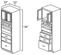 Elegant White Shaker 33" x 84" Universal Oven Cabinet