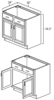 Elegant White Shaker 36" Sink Base