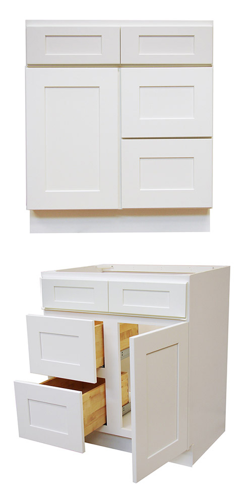 Elegant White Shaker 36" Vanity w/ Left Drawers