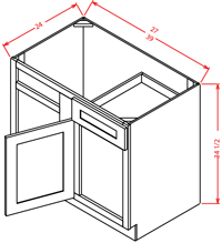 Gunnison Shaker Blind Base Corner Cabinet - 39"W X 24"D X 34-1/2"H-1D-1DRA-1S