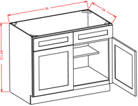 Gunnison Shaker Sink Base - 36"W - 2 False Drawers