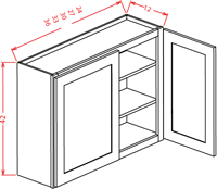 Gunnison Shaker Wall Cabinet - 24"W X 42"H X 12"D-2D-3S