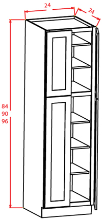 Gunnison Shaker Wall Pantry - 24"W X 24"D X 84"H-4D-5S