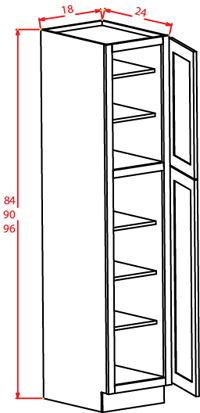 Gunnison Shaker Wall Pantry - 18"W X 24"D X 90"H-2D-5S