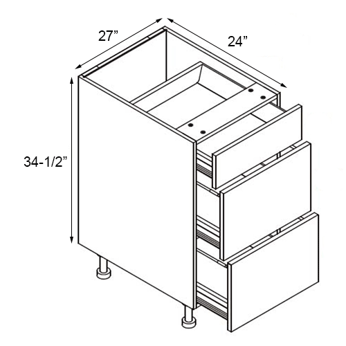Gloss White Drawer Base Cabinet - 27"W x 34-1/2"H