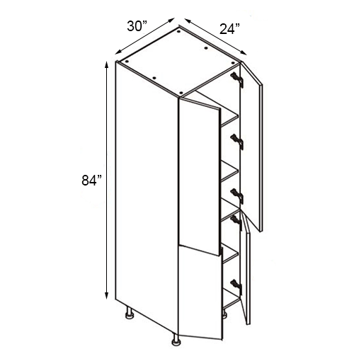 Gloss White Four Door Pantry Cabinet - 30"W x 84"H