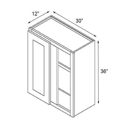 Gloss White Single Door Wall Blind Corner Cabinet - 30"W x 36"H