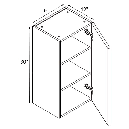 Gloss White Single Door Wall Cabinet - 9"W x 30"H