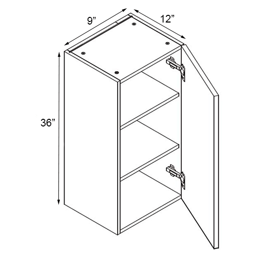 Gloss White Single Door Wall Cabinet - 9"W x 36"H