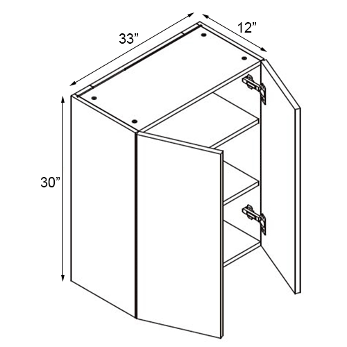 Walnut Frameless Double Door Wall Cabinet - 33"W x 30"H