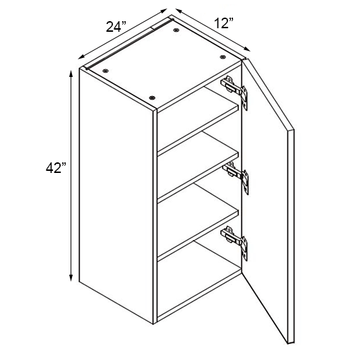 Walnut Frameless Single Door Wall Cabinet - 24"W x 42"H