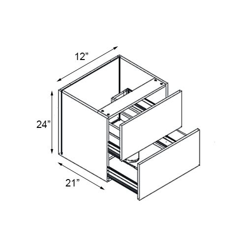 Gloss White Vanity Drawer Base Cabinet - 12"W x 24"H