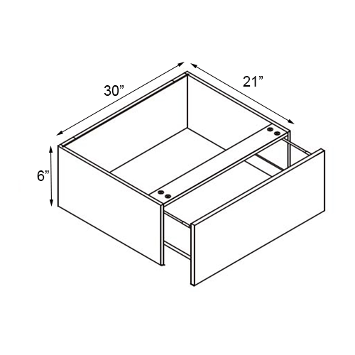 Walnut Frameless Vanity Knee Drawer Cabinet - 30"W x 6"H
