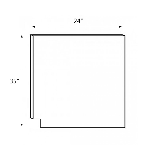 Frameless White Shaker Dishwasher End Panel - 3/4"W x 24"D x 35"H