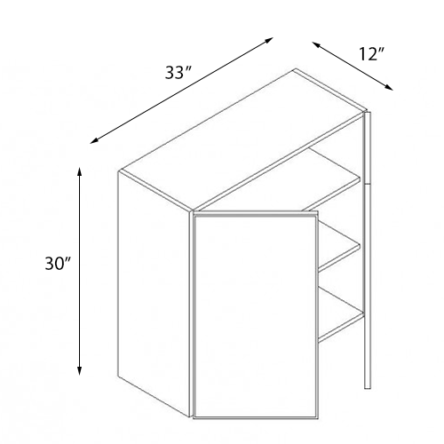Frameless White Shaker Double Door Wall Cabinet - 33"W x 30"H