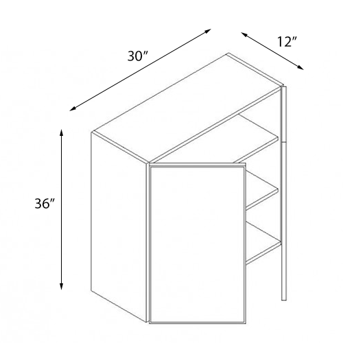 Frameless White Shaker Double Door Wall Cabinet - 30"W x 36"H