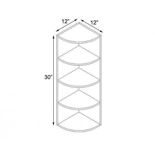 Frameless White Shaker Wall Open End Shelf - 12"W x 30"H