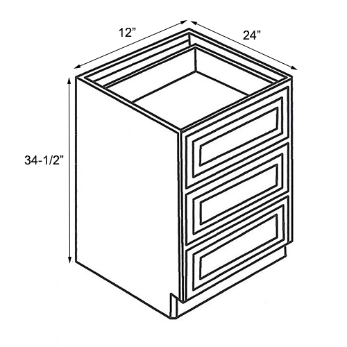 Ambrose Raised Panel Base Drawer Cabinet - 12"W x 34-1/2"H