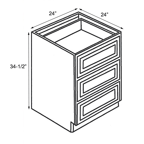 Ambrose Raised Panel Base Drawer Cabinet - 24"W x 34-1/2"H