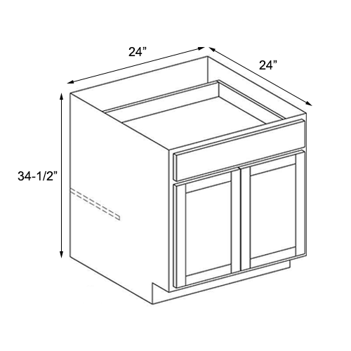 Ambrose Raised Panel Double Door Base Cabinet - 24"W x 34-1/2"H
