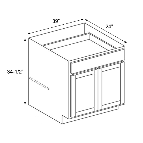 Ambrose Raised Panel Double Door Base Cabinet - 39"W x 34-1/2"H