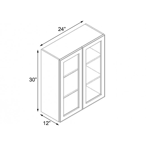 Ambrose Raised Panel Double Door Wall Open Face Cabinet - 24"W x 30"H