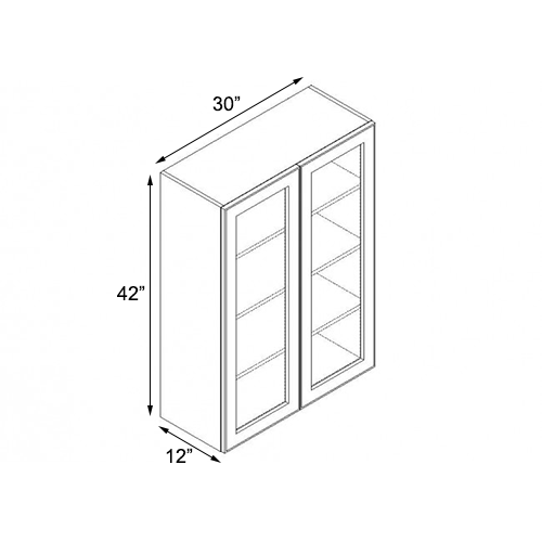 Ambrose Raised Panel Double Door Wall Open Face Cabinet - 30"W x 42"H