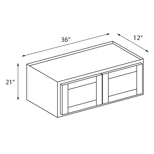 Ambrose Raised Panel Double Door Wall Cabinet - 36"W x 21"H