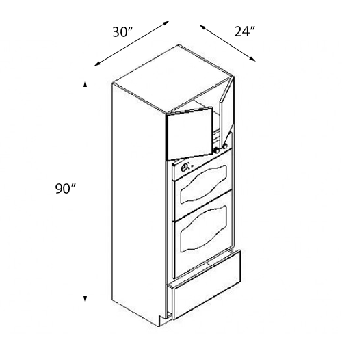 Ambrose Raised Panel Double Oven Cabinet - 30"W x 90"H