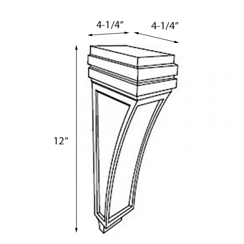 Ambrose Raised Panel Medium Corbel Square - 4-1/4"W x 12"H