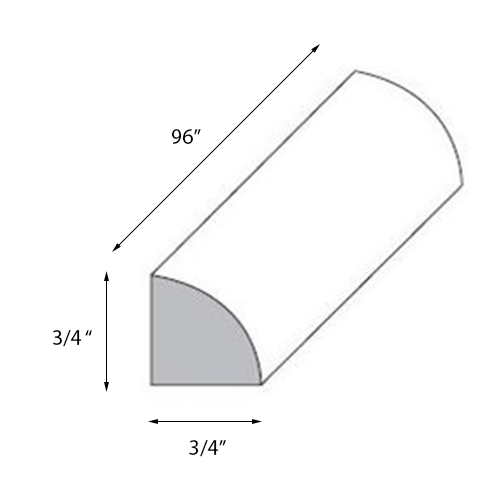 Ambrose Raised Panel Quarter Round Molding - 3/4"W x 3/4"H