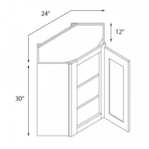 Ambrose Raised Panel Single Door Wall Diagonal Cabinet - 24"W x 30"H
