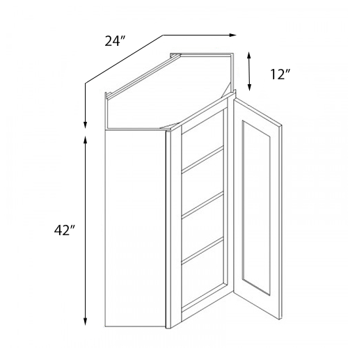 Ambrose Raised Panel Single Door Wall Diagonal Cabinet - 24"W x 42"H