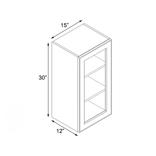 Ambrose Raised Panel Single Door Wall Open Face Cabinet - 15"W x 30"H