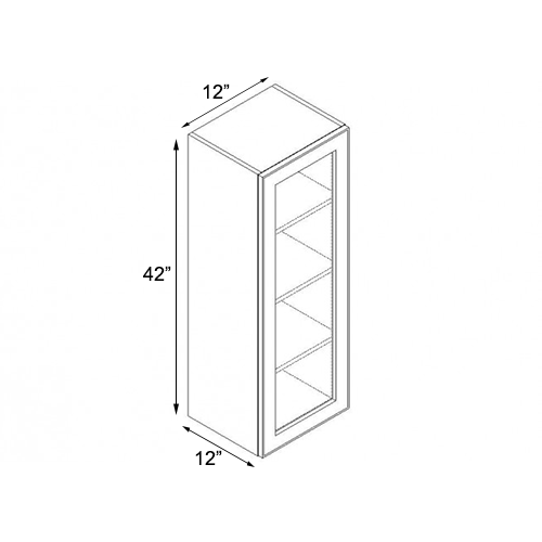 Ambrose Raised Panel Single Door Wall Open Face Cabinet - 12"W x 42"H