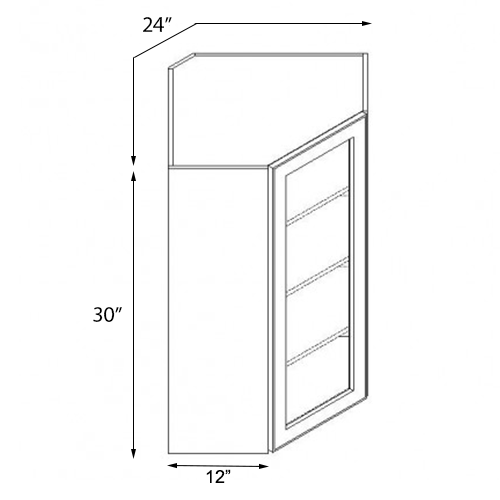 Ambrose Raised Panel Single Door Wall Diagonal Open Face Cabinet - 24"W x 30"H